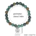 Natural green stone beaded bracelet featuring a silver apple charm with dimensions - African Pine Apple Pendant Style
