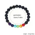 Handmade colorful lava stone beaded bracelet with seven chakra energy stones for wellness - Lava Seven Color Chakra Style