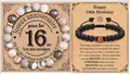 Adjustable zebra stone and black onyx beaded bracelet with birthday gift card for men - Pink Braided Message Set