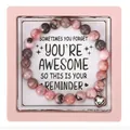 Pink zebra stone beaded bracelet with heart charm and inspirational reminder card. - Pink Zebra Heart Message Boxed (With Card)