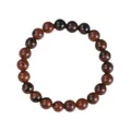 Natural mahogany obsidian stone beaded stretch bracelet with round polished beads - Golden Swan Natural Stone Style
