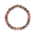 Natural jasper stone beaded bracelet with earthy brown and red mottled patterns - Leopard Skin Stone Style