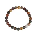 Natural earthy stone beaded bracelet with round multi-color jasper beads for unisex - Muhong Stone Texture Style