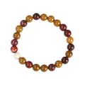 Handmade multicolor natural stone beaded bracelet with yellow red and white round beads - Red and Yellow Textured Stone Style