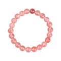 Elegant pink natural stone bead bracelet with smooth round translucent beads for gifts. - Watermelon Red Stone Style