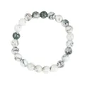 Natural green and white zebra stone beaded bracelet, unique graduation gift for her - Indian White Point Agate Style