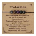 Handmade adjustable protection bracelet with natural gemstones on a Kraft gift card - Multi-Material Ore Braided Style (With Card)