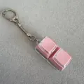 Pink mechanical keycap fidget toy keychain featuring a durable silver metal ring - Two Keys Transparent Shell - Pink (Double Layer)
