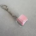 Stress relief pink mechanical keyboard switch fidget keychain for sensory focus - Single Key Transparent Shell - Pink (Double Layer)
