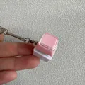 Pink mechanical switch fidget keychain featuring a glowing double-layer keycap toy - Single Key White Shell - Pink (Double Layer)