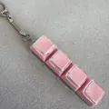 Pink 4-key mechanical keycap fidget toy keychain with double-layer cap for stress relief - Four Keys Transparent Shell - Pink (Double Layer)