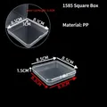 Clear square PP plastic storage box with precise dimensions 8.5x8.5x1.5 cm for parts - 1585 Square Box (8.5*8.5*1.5cm)