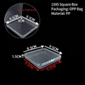 Durable transparent square plastic storage box with detailed dimensions 9.5x9.5x1.5cm - 1595 Square Box (9.5*9.5*1.5cm)