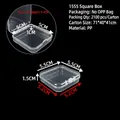 Transparent PP plastic storage box model 1555 with detailed dimensions 5.5x5.5x1.5cm - 1555 Square Box (5.5*5.5*1.5cm)