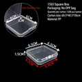 Transparent square plastic storage box for hardware tools and small card parts. - 1565 Square Box (6.5*6.5*1.5cm)