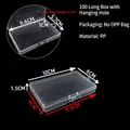Transparent 10x6x1.5cm plastic storage box with hanging hole for small parts organizer - 100 Long Box With Hanging Hole (10*6*1.5cm)