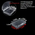 Compact transparent plastic storage box with hinged lid for organizing small parts - 1575 Rectangular Box (7.5*5*1.5cm)