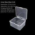 Small transparent plastic storage box with hinged lid for organizing tiny items. - 5.0 Inner Box (4.7*4*2.2cm)
