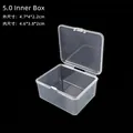 Small transparent plastic storage box with hinged lid for organizing tiny items. - 5.0 Inner Box (4.7*4*2.2cm)