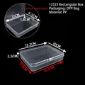 Clear plastic rectangular storage box with precise dimensions 12.3x9.8x2.5cm for parts - 12525 Rectangular Box (12.5*10*2.5cm)