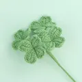 High-quality handmade green crocheted four-leaf clover flower with detailed texture - Bean Green - Lucky Clover (4 Flowers) Branch