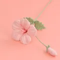 Elegant handmade pink crochet hibiscus flower simulation for gifts and home decor - Trumpet Creeper Branch (Meng Si) / Light Pink