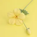 Handmade crocheted yellow rose flower crafted from premium soft knitting yarn. - Trumpet Creeper Branch (Meng Si) / Light Yellow