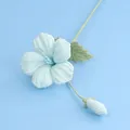 Handmade light blue crochet flower for Valentine's Day gift decoration and home display - Trumpet Creeper Branch (Meng Si) / Light Blue