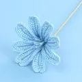 Handmade light blue crochet flower with realistic knitted texture for gift decoration - Lewisia Branch (Meng Si) / Blue