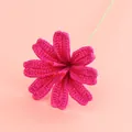 Vibrant fuchsia handmade crochet flower SKU variant with a slim beige stem detail - Lewisia Branch (Meng Si) / Rose Red