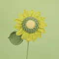 Handmade green crochet sunflower flower with knitted leaf for home decoration gift - Green-14 Petals Single-layered Seeded Sunflower Stem