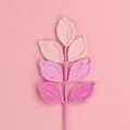 Handmade pink crochet leaf branch decoration for romantic Valentine's Day gift set - 7-Leaf All-Season Branch / Gradient Pink