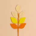 Handmade multi-color crochet leaf branch in warm tones for DIY floral arrangements - 7-Leaf All-Season Branch / Gradient Yellow
