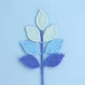 Hand-crocheted gradient blue leaf sprig for DIY bouquets and floral gift decorations - 7-Leaf All-Season Branch / Gradient Blue