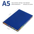 A5 blue waterproof PU leather notebook featuring vibrant rainbow colored paper edges - A5 / Dark Blue