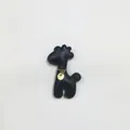 Cute black leather cartoon giraffe charm with gold chain for bags and phone cases - Giraffe Charm / Black