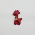 Red leather cartoon giraffe charm with gold chain and engraved tag - Giraffe Charm / Burgundy