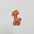 Cute orange cartoon giraffe leather charm with gold 'Lucky girl' tag for bags and phone cases - Giraffe Charm / Brown