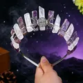 Cerchietto a corona in ametista e cristallo di rocca fatto a mano per acconciature - Cristallo Bianco + Ametista + Cerchietto in Filo d'Argento