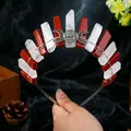 Cerchietto a corona in cristallo naturale rosso e bianco con decorazione lunare - Cristallo Bianco + Diaspro Rosso + Cerchietto in Filo d'Argento