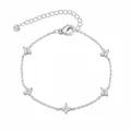 Silver clover charm bracelet with sparkling crystals for women - Silver 5-Petal Clover Style