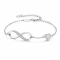 Elegant silver infinity and heart charm bracelet with sparkling crystals for women - Silver Infinity Heart Style (White Rhinestone)