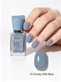 Esmalte de uñas BG306 azul niebla, laca gris azulada de secado rápido 14ml - 01 Azul Leche Brumoso