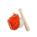 Miniatuur honkbal sleutelhanger set met oranje handschoen, bal en houten knuppel - 3.5CM *7.5CM / Oranje