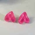 Close-up of bright pink translucent candy-colored heart earrings with resin texture - Rose Red (32439-ear-rose red-EP)