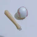 Miniature baseball and wooden bat keychain set, perfect sports accessory for bags - Double Set White Ball Large Bat