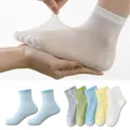 Breathable mesh cotton sports socks for kids available in blue white and yellow colors - 3-5 Years (Feet length 13-15cm) / Mesh Ergonomic Athletic Style / 5 Pairs / Boys' Combination