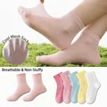 Breathable mesh socks for kids set of five pairs in vibrant candy pastel colors - 3-5 Years (Feet length 13-15cm) / Mesh Ergonomic Athletic Style / 5 Pairs / Girls' Combination