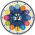 Colorful educational wall clock for children featuring cartoon rocket and large numbers - Space Rocket Style / Small (Silent)