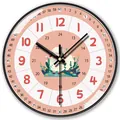 Educational pink cartoon sheep wall clock with 12 and 24-hour time teaching display - Cartoon Sheep Style